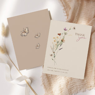 Carte De Remerciements Fleurs sauvages Brown rustiques et Mariage de papi