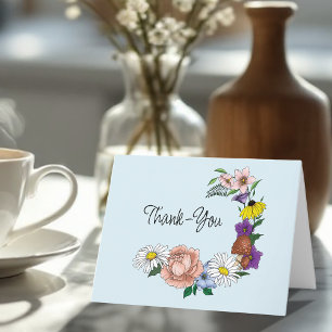 Carte De Remerciements Fleurs sauvages Champignons bleus floraux