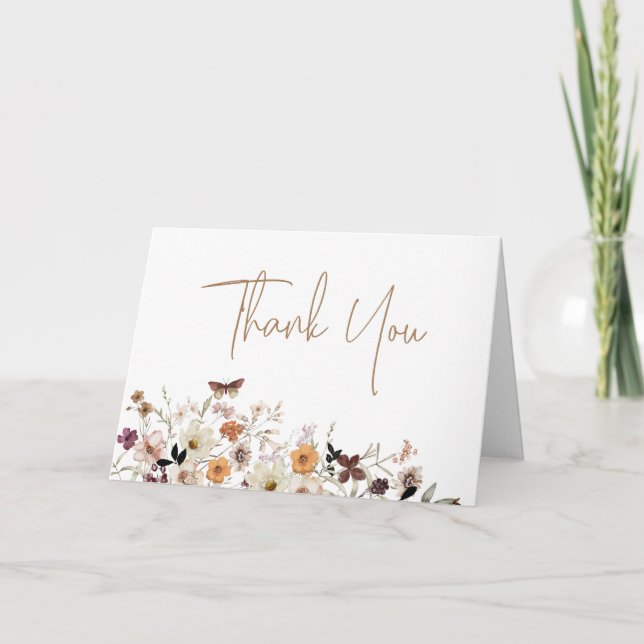 Carte De Remerciements Fleurs sauvages d'automne plié pour la douche de m (Devant)