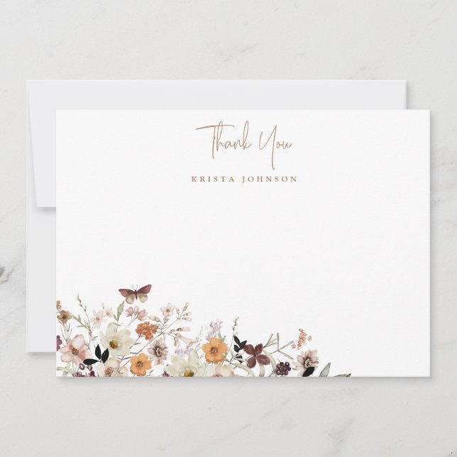 Carte De Remerciements Fleurs sauvages de chute Baby shower plat (Devant)