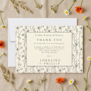 Carte De Remerciements Fleurs sauvages douces sans couture mariage motif