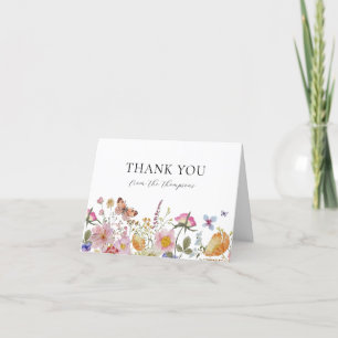 Carte De Remerciements Fleurs sauvages et papillons remercient