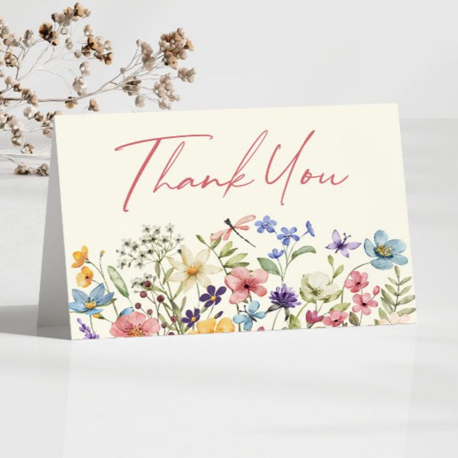 Carte De Remerciements Fleurs sauvages fleurs sauvages Fête des mariées f (Créateur téléchargé)