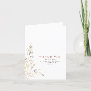 Carte De Remerciements Fleurs sauvages Or Élégant Mariage Remerciement Ph