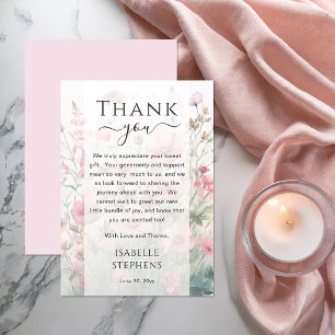 Carte De Remerciements Fleurs Sauvages Romantiques pour Baby Shower Fleur