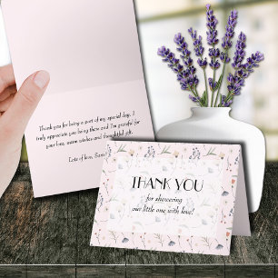 Carte De Remerciements Fleurs sauvages sur le Baby shower de fille rose