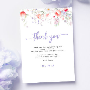 Carte De Remerciements Fleurs sauvages violettes bébé floral en fleurs so