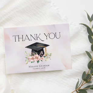 Carte De Remerciements Fleurs simples pastel de la promotion du chapeau d