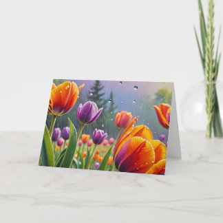 Carte De Remerciements Fleurs sous la pluie