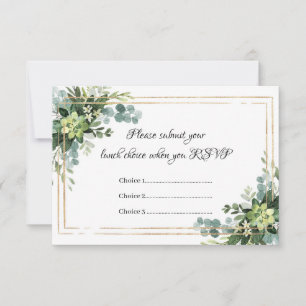 Carte De Remerciements Fleurs Succulentes or cadre de repas options RSVP