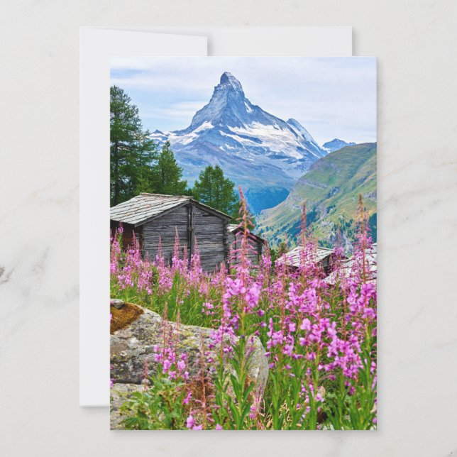 Carte De Remerciements Fleurs | Summer Matterhorn Suisse (Devant)