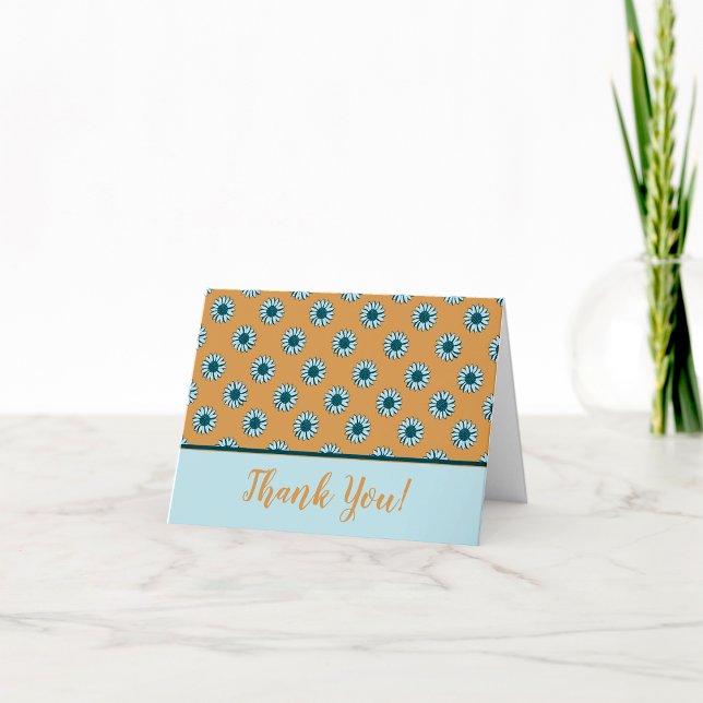 Carte De Remerciements Fleurs Tiny Bleues Tournesol (Sunflower Tiny Blue Flowers Thank You Card from Studio Posies. )