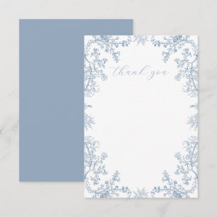 Carte De Remerciements Fleurs vintage bleues 
