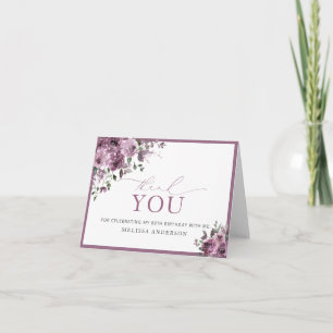 Carte De Remerciements Fleurs violettes à l'aquarelle pour remerciement d