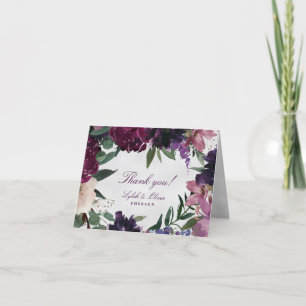 Carte De Remerciements Fleurs violettes luxuriantes   Mariage romantique
