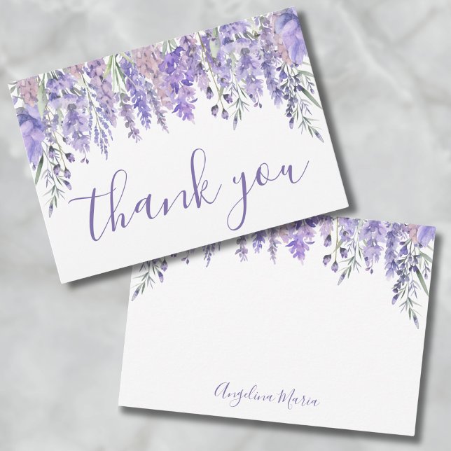 Carte De Remerciements Fleurs violettes pour les quinze ans de la Quincea (Floral Purple Quinceañera Birthday Thank You Card)