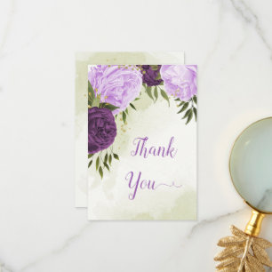 Carte De Remerciements fleurs violettes vert feuille mariage