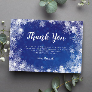 Carte De Remerciements Flocons de neige bleu marine Wonderland hiver Swee