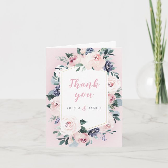 Carte De Remerciements Floraison d'aquarelle botanique (Devant)