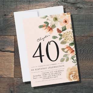 Carte De Remerciements Floral 40e anniversaire