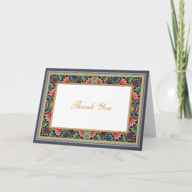 Carte de remerciements Floral arabe (Devant)