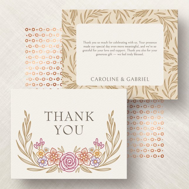 Carte De Remerciements Floral Automne Fleur sauvage Mariage (Créateur téléchargé)