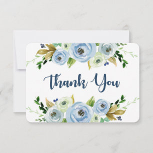 carte de remerciements floral Baby shower bleu aqu