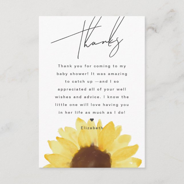 Carte de remerciements floral Baby shower de tourn (Devant)