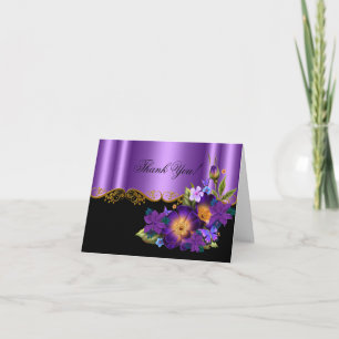 Carte de remerciements Floral Black Gold