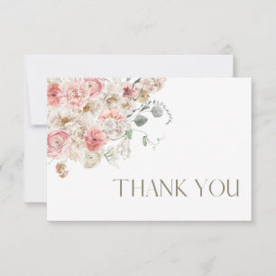Carte de remerciements floral blanc et blanc