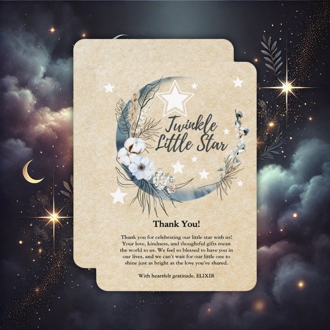 Carte De Remerciements Floral Blanc Twinkle Petit Baby shower étoile (Créateur téléchargé)