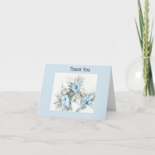 Carte de remerciements floral bleu (Devant)