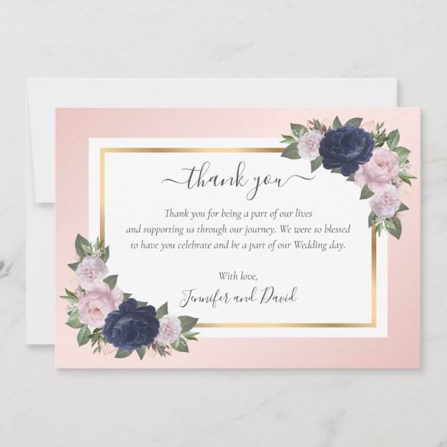Carte de remerciements floral bleu bleu bleu bleu  (Devant)