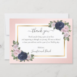 Carte de remerciements floral bleu bleu bleu bleu 