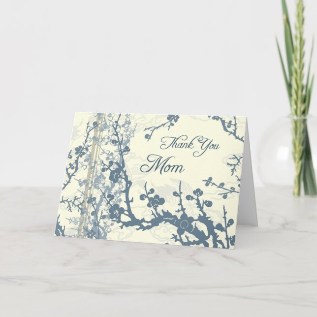 Carte de remerciements floral bleu de jour du (Devant)