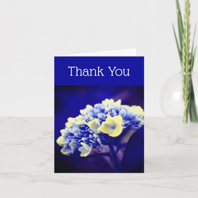 Carte de remerciements floral bleu électrique Hydr (Devant)