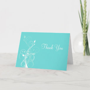 Carte de remerciements Floral bleu et blanc Aqua