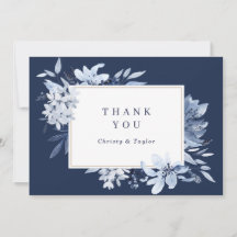 Carte de remerciements floral bleu marine moderne