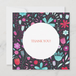 Carte De Remerciements Floral Boho Aquarelle Mariage foncé