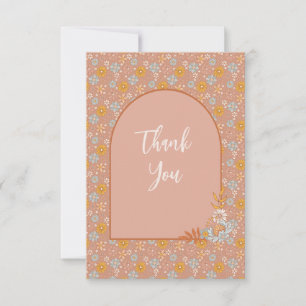 Carte de remerciements Floral Boho Rose Retro