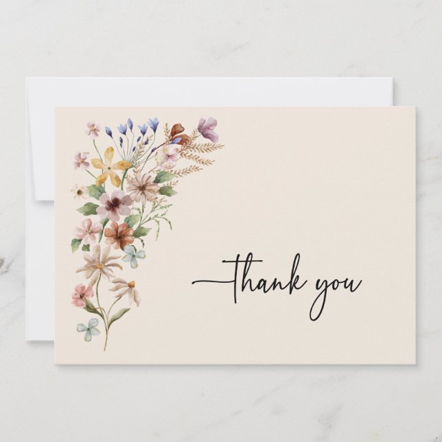 Carte de remerciements Floral Boho vintage (Devant)