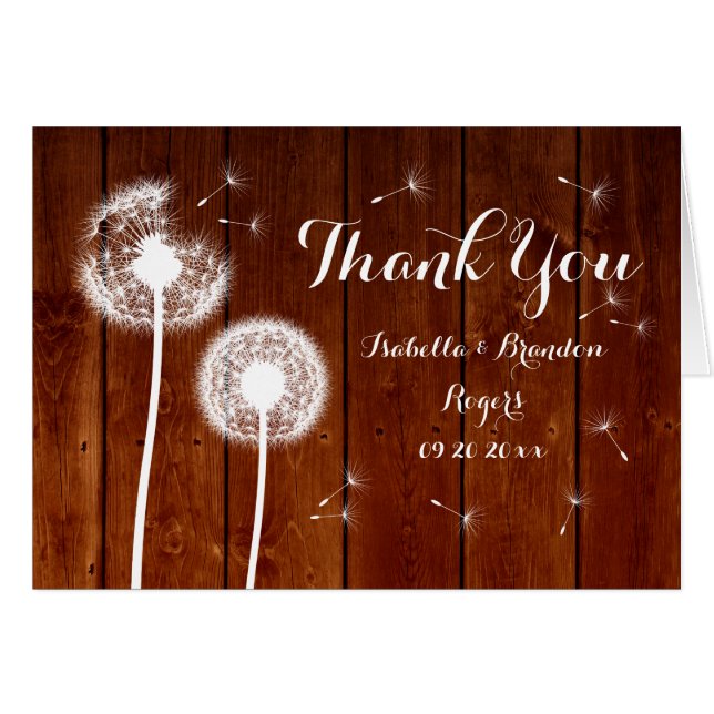 Carte de remerciements Floral & Bois (Devant Horizontal)