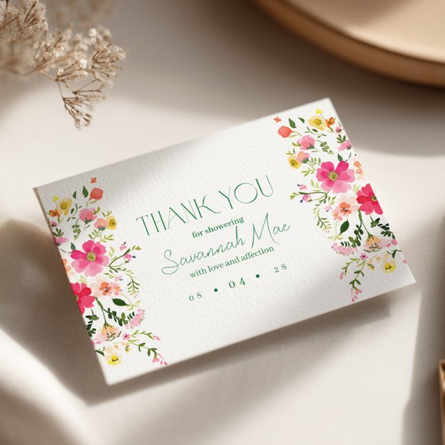 Carte de remerciements floral brillant | Douche co (Créateur téléchargé)