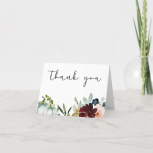 Carte de remerciements floral Citrouille blanc