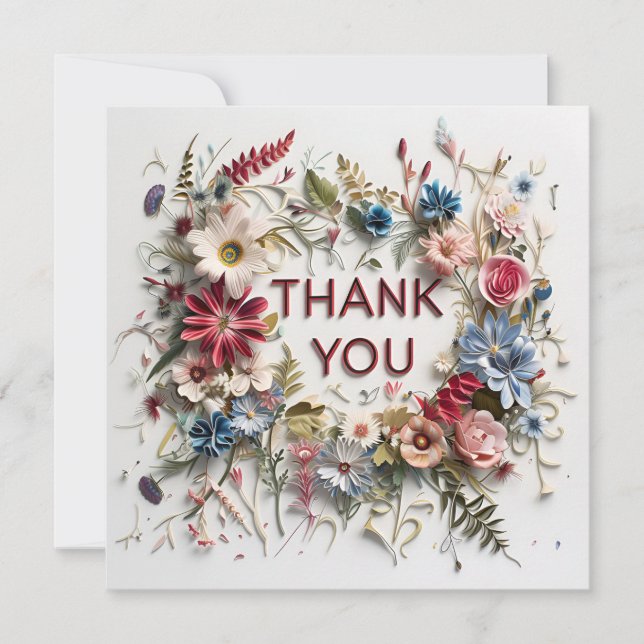 Carte De Remerciements Floral coloré (Devant)