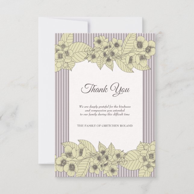 Carte de remerciements floral de sympathie de (Devant)