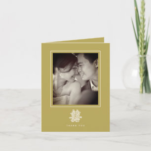 Carte De Remerciements Floral Double Bonheur Or Mariage chinois Photo