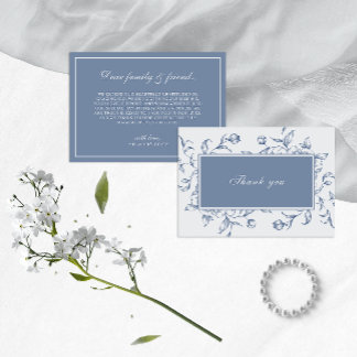 Carte De Remerciements Floral Dusty Blue Mariage élégant