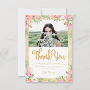 Carte De Remerciements Floral Elegant Rose Tulip Pink Photo