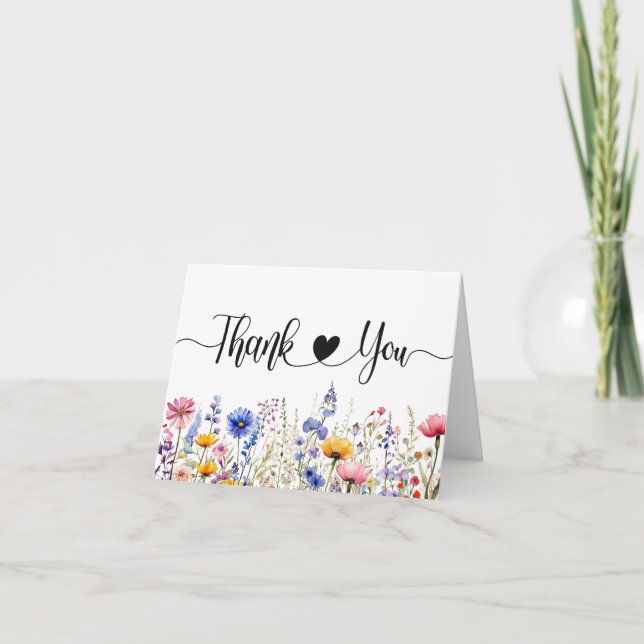Carte De Remerciements Floral fleur sauvage (Devant)
